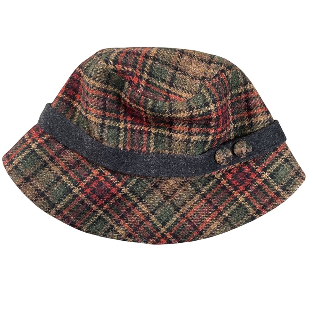 NEW Mucros Weavers Clodagh Bucket Hat Womens OS Multi Plaid Wool Tweed Ireland